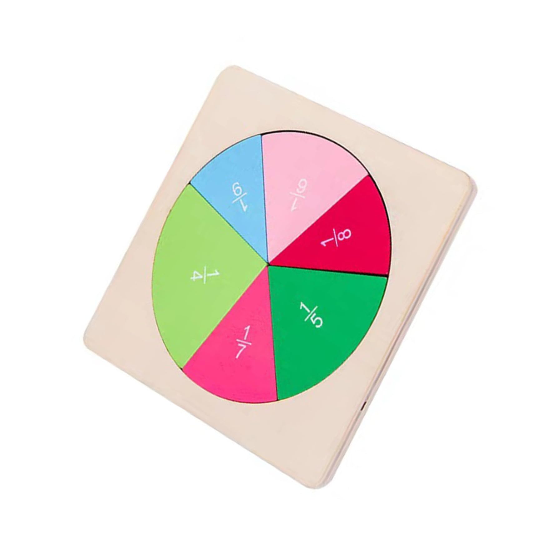 WOONEKY Juego Educativo de Madera en Forma de Disco para Aprender Fracciones, Tablero Didáctico Divertido para Estudiantes Visualización Clara