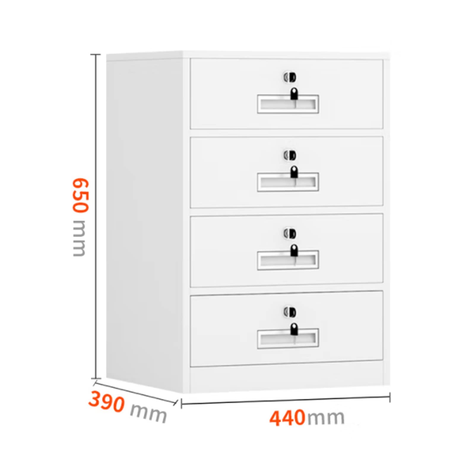 Armadietto in metallo con 4 cassetti con serratura, profondità 38,9 cm, altezza 64,8 cm, sicuro per ufficio e archiviazione documenti per casa e ufficio