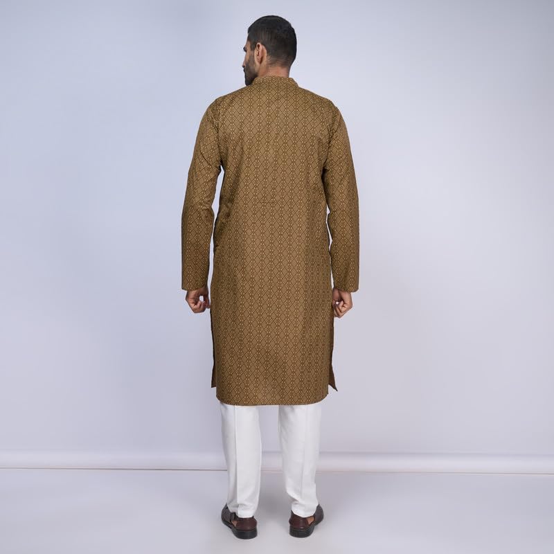 Image of BELLAZO Men's Premium Cotton Printed Regular Kurta | Stylish Kurta for Weddings /Festivals