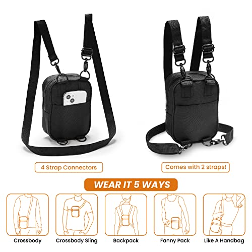 Image of Crossbody Sling Bag for Women Men 5in1 Multi-Use from Recycled Polyester Belt Bag Cross Body Backpack Fanny Pack Purse