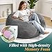 Cansunna 3FT Bean Bag Chairs Teardrop Bean Bag Chair for Adults Beanbag Chair with Memory Foam Filled Machine Washable Cover for Living Room, Bedroom (Large,Grey)
