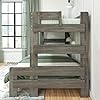 Max & Lily Bunk Bed, Twin-Over-Full Bed Frame For Kids, Solid Wood Bunk Bed for Kids, No Box Spring Needed, Driftwood