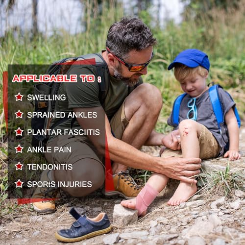 Image of Honoson 2 Pcs Ankle Brace Kid Ankle Support Youth Neoprene Lace up Compression Sleeve Foot Brace Stabilizer with Adjustable Strap for Sport Sprained Plantar Fasciitis Achilles Tendonitis(Pink,L)