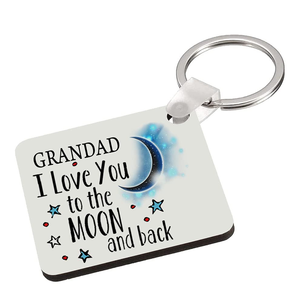 Giftme Unisex Granda Fathers Day Themed I Love You To The Moon & Back Secret Santa Birthday Key Ring Keychain Mdf Key Ring Keepsake, Family, Sentimental Present. (Granda)