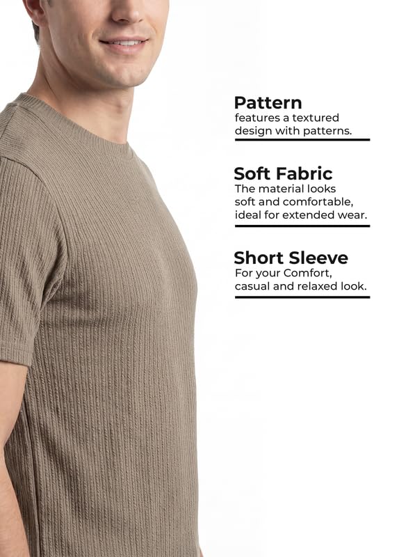 Image of Poly Cotton Frill Round Neck T-Shirt for Men | |