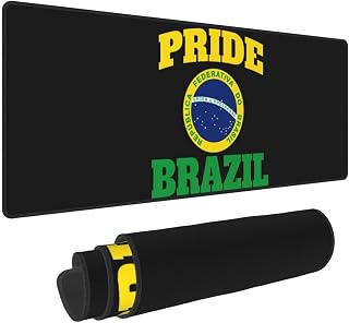 Large Mouse Pad, Pride Brazil Flag Brazilian Proud Brazilians Gaming Mouse Pad Desk Pad, Extended Non-Slip Rubber Base Mice Pad, for Gamer, Office & Home, 31.5 X 11.8 Inch