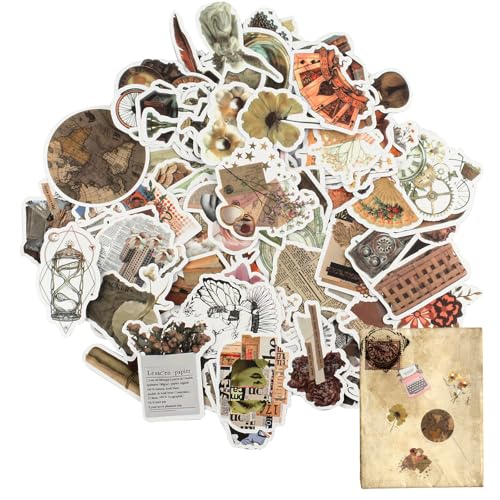 Lot de 110 autocollants vintage pour Kindle - Pour journaling, album photo, scrapbooking, bricolage, décoration esthétique