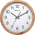 NUOVO 10" Wood Grain Round Wall Clock Silent and Not Tickling Vintage Wall Clock for Living Room Bedroom Kitchen (26cm / 10")