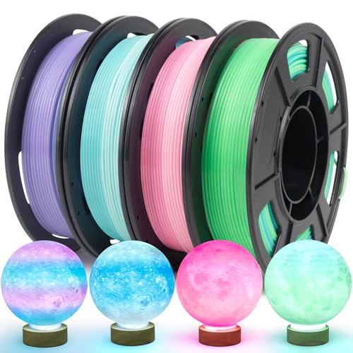 Image of IEMAI PETG Filament 1.75mm Bundle, Translucent Multicolor Gradient 3D Printer Filament Up to 600mm /s Fast Printing, 250gx 4 Spools for Lampshade, Artistic Creations & Home Decor