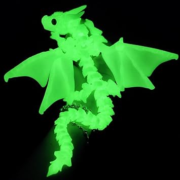 3D Printed Dragon with Wings, Dragon Gift for Kids & Adult Glow-Green
