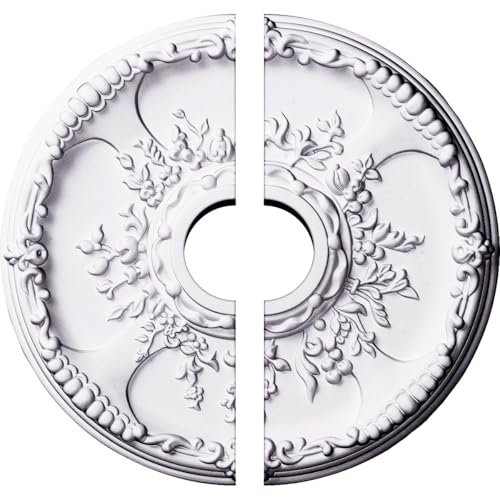 Image of Ekena Millwork CM18SE2 18 inchOD x 3 1 /2 inchID x 1 3 /8 inchP Antioch Ceiling Medallion, Fits Canopies up to 3-1 /2 inch, 2 Piece