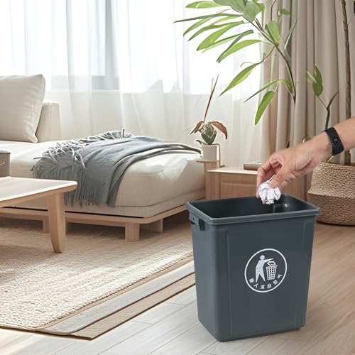Image of Kekow 2.6 Gallon Small Bathroom Trash Can, 4-Pack Open-Top Plastic Rectangular Wastebasket, Gray, F