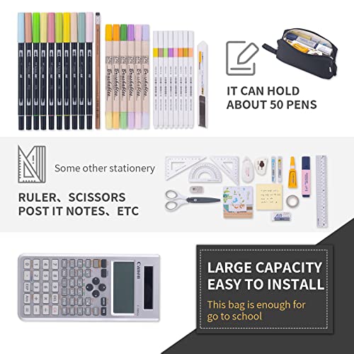 Hvomo Pencil Case, Soft Pencil Pouch,Durable Pencil Bag,Simple Stationery Bag,School Office Aesthetic School Organizer For Teen Girls Adults(Black) #TOP3