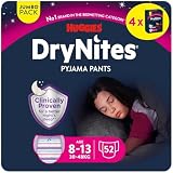 HUGGIES DryNites®, sous-vêtements de nuit ultra-absorbants, 8/13 ans Filles (30-48 kg), 4x...