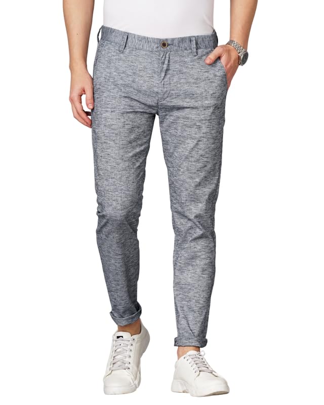 Image of British Club 100% Cotton Slim Fit Flat-Front Trousers for Men | Tailored Design for a Clean Look | Versatile for Office & Casual Wear | Lightweight Breathable Fabric | Black