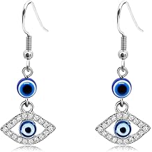 Evil Eyes Earrings for Women Fashion Blue Turkish Eyes Rhinestone Dangle Earring for Women Protect Jewelry