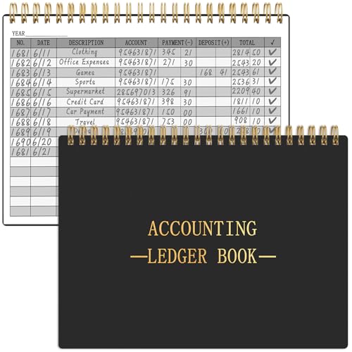 HAUTOCO Accounting Ledger Book A5 Horizontal Ledger Books for Small Business Bookkeeping Expense Tracker Notebook for Home Budget Tracking Personal Finance Log Journal 8.3 x 6.2'', Black