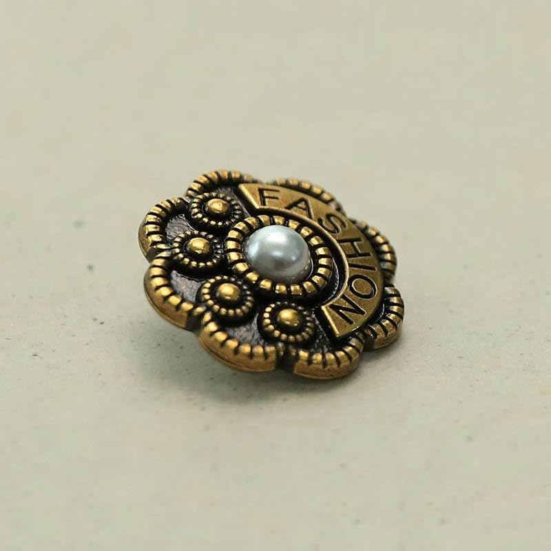 Bottoni da cucito con perle in metallo, 10 pezzi, gambo vintage rotondo