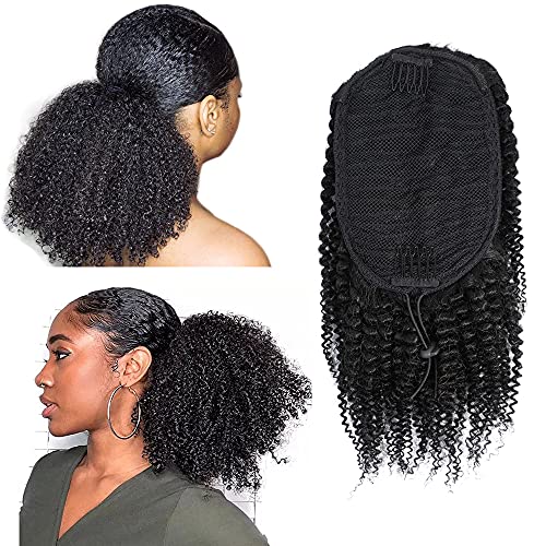 Afro Kinky Curly Ponytail Hair Extensions 18inch 100g/set Brazilian Virgin Hair 4B 4C Drawstring Kinky Curly Ponytail Human Hair For Black Women Natural Color