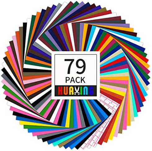 Huaxing Permanent Vinyl for Cricut (Pack of 79, 12 X 12), Self Adhesive Vinyl Sheets - 38 Assorted Colors Premium Adhesive Craft Vinyl for Decor Sticker, Party Decoration, DIY Project