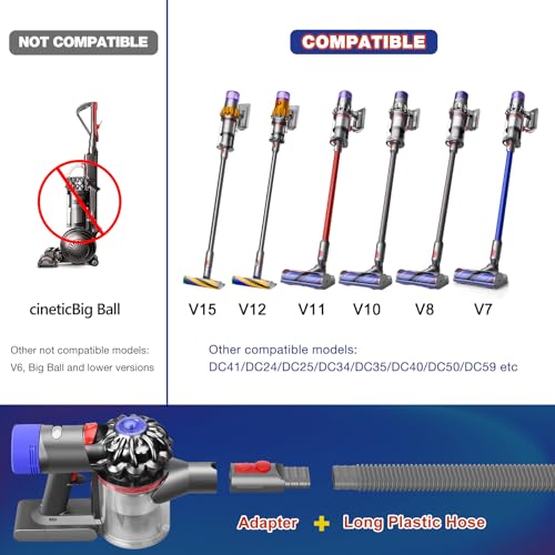 Image of Sealegend Crevice Tool Dryer Vent Lint Vacuum Attachments Compatible with Dyson V15 V12 V11 V10 V8 V7 Vacuum Cleaner Dryer vent Cleaner Kit, Flexible Dryer Lint Removal Tool