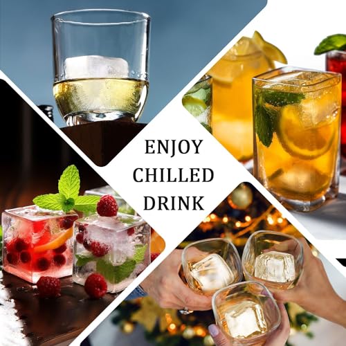 Image of Ice Cube Tray Silicone Combo - Square & Round Ice Molds for Drinks (Black, 2 Pcs)