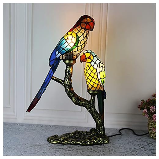 Papegoja bordslampa tiffany stil färgad glas skrivbord dekoration lampa kontors skrivbord ljus fixture för sovrum säng, vardagsrum, föräldrar rum, älskare rum,B