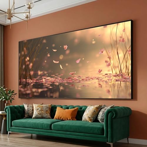 Tableau mural floral rose 30 x 50 cm avec cadre intérieur
