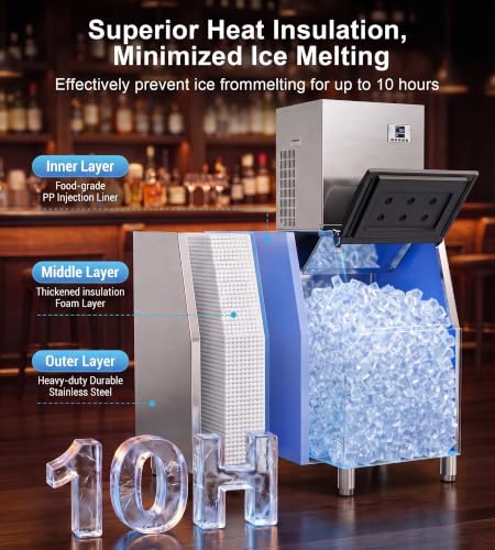 Image of UTHFY Commercial Ice Maker Machine 450Lbs /24H with 250Lbs Storage, Self-Cleaning Mode, Split Commercial Ice Maker, Ice Ready in 7-15 min, Stainless Steel Ice Maker for Bars /Cafes /Restaurants