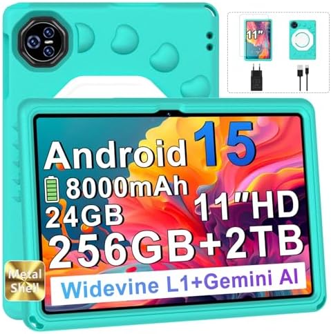Tablet Android 15 con EVA Silicona Funda Protectora, 24GB+ 256GB/...