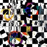 adrium Cuadro de madera 100 x 100 cm: composición abstracta de fondo con rayas, salpicaduras y círculos, blanco y negro (34056671)