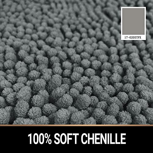 Image of MAYSHINE Plush Shaggy Chenille Bath Mat | Extra Soft, Super Absorbent, Non-Slip Bathroom Rug | Fluffy Microfiber, Area Rug Sets for Bathroom Floor, Kitchen, Living Room | 59 inchx31 inch | Dark Blue