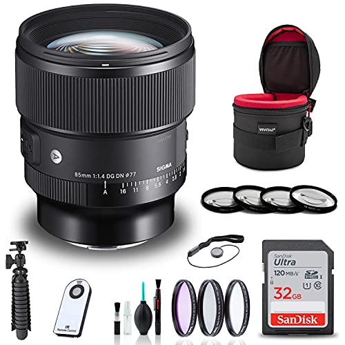 Sigma 85mm f/1.4 DG DN Artレンズ Sony E用 + 32GB SDカード+フィルターキット + レンズケース + メモリーカードウォレット + ワイヤレスリモートシャッター + 三脚 + クリーニングキット