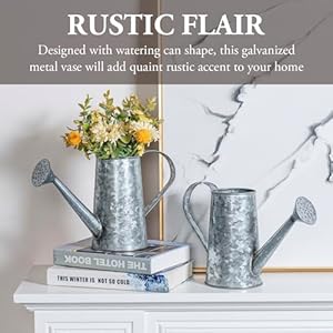 Mygift7inchsmallrusticgalvanizedmetaldecorativevasesinvintagestylewateringcandesignfordriedflowersandartificialplantssetof2handcraftedinindia Urban Country Home Decor Mygift 7 inch small rustic galvanized metal decorative vases in vintage style watering can design for dried flowers and artificial plants set of 2 handcrafted in india urban country home decor