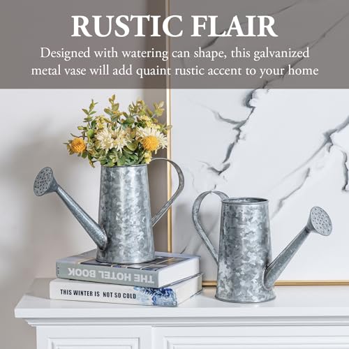 Mygift7inchsmallrusticgalvanizedmetaldecorativevasesinvintagestylewateringcandesignfordriedflowersandartificialplantssetof2handcraftedinindia Urban Country Home Decor Mygift 7 inch small rustic galvanized metal decorative vases in vintage style watering can design for dried flowers and artificial plants set of 2 handcrafted in india urban country home decor