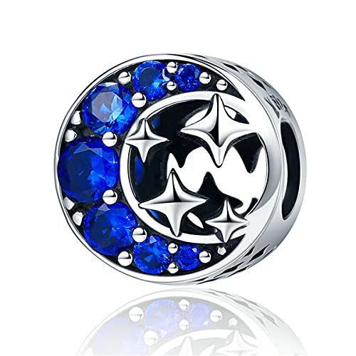 Image of BISAER Hamsa Hand Charm - Sterling Silver, Blue Gemstones Evil Eye, Fits Bangle, Bracelet, Necklace