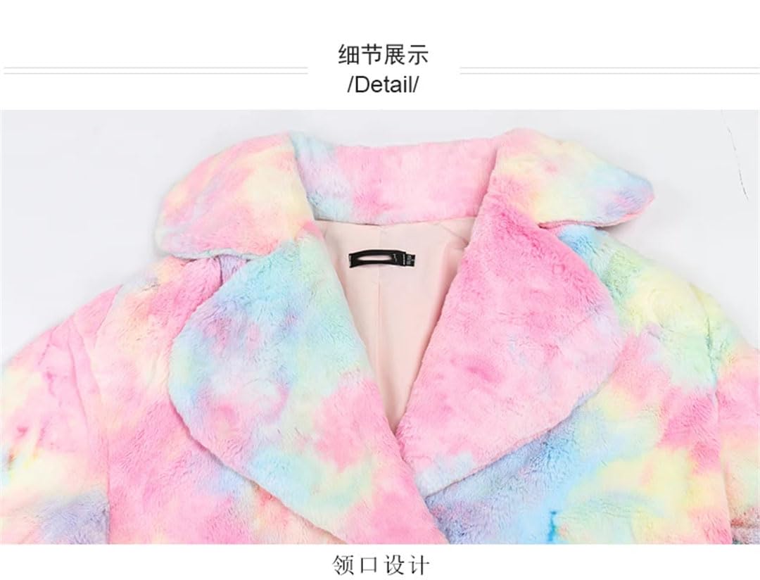 Cappotto invernale da donna, lungo, colorato, oversize, spesso, caldo, con tasche in pelliccia