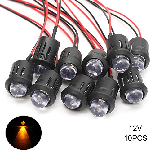 wildeal 10 pcs/Set 12 V 10 mm pre-wired constante LED Ultra brillante agua clara bombilla Cable 20 cm Precableado LED lámpara
