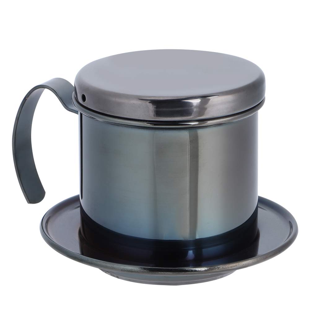 lvifloae Portable Coffee Drip Filter Stainless Steel Coffee Maker Pot for Home Kitchen Office Outdoor UseSilver Easy To Clean For Travel Camping (Titanium Black)