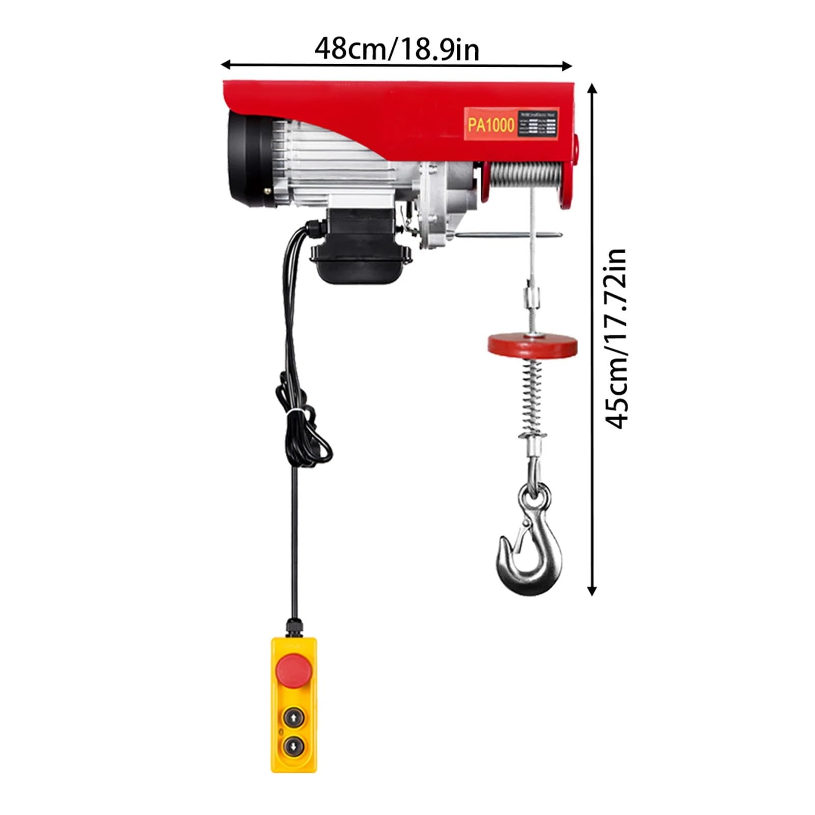 Argano elettrico Modalità a corda singola/doppia da 500 kg 1600 W 220 V con protezione da surriscaldamento del freno automatico per il sollevamento di officine in garage