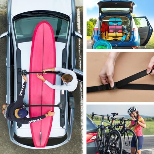 Image of TRIWONDER Tie Down Straps 4 Pack, Cam Buckle Lashing Straps Adjustable 1 inch x 1.6-19.7 ft, 440 lbs Break Strength Cargo Tie Downs for Roof Rack, Kayak, Motorcycle, Luggage, Truck