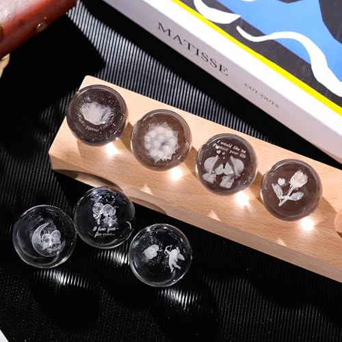 Image of Qianwei 3D Crystal Ball Lovers Crystal Lamp with Led Base - Best Valentines I Love You Gifts for Boyfriend Girlfriend Wife Husband - Rose Couples Cupid Wedding Gifts for Couple Lovers