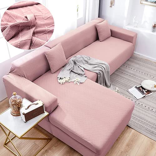 Funda de sofá elástica jacquard de 3 plazas rosa universal protector de sofás para sala de estar 2