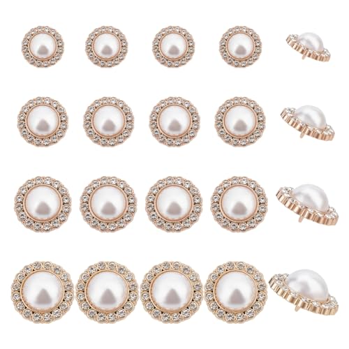 NBEADS 24 Pcs 4 Sizes Metal Flower Pearl Button