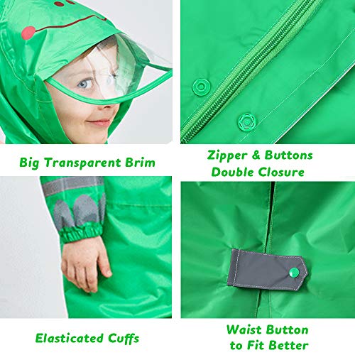 Ssawcasa Toddler Rain Suit,Waterproof Girls Boys Raincoat,Kids Rain Poncho,Unisex Baby Rain Gear Jacket Rainsuit Coverall thumb #3