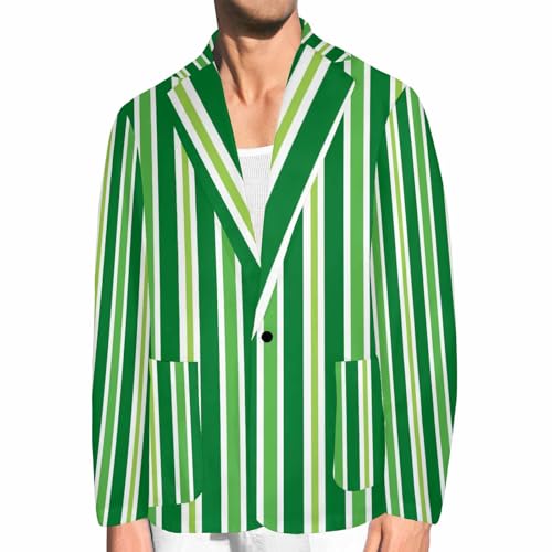 Men Blazer Jacket Green Irish Tartan Men's Casual Blazer Slim Fit Suit Jackets One Button Lightweight Sport Coat