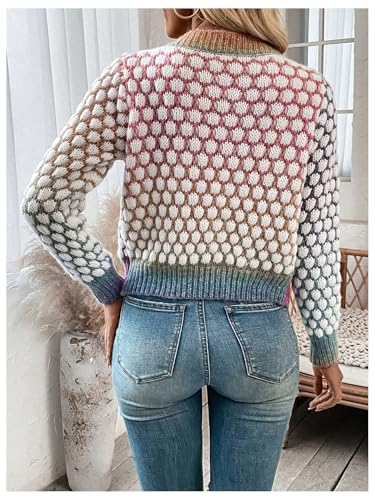 Floerns Women's Ombre Marled Knitwear Long Sleeve Button Front Cardigan2