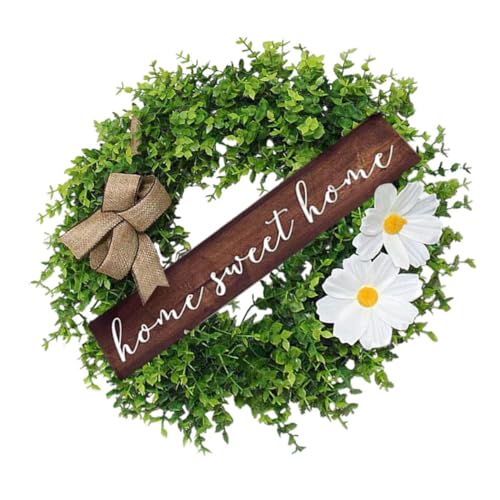 VINTORKY Front Door Wreath Summer Fall Artificial Plant Board Pendant Wooden Garden Pendant