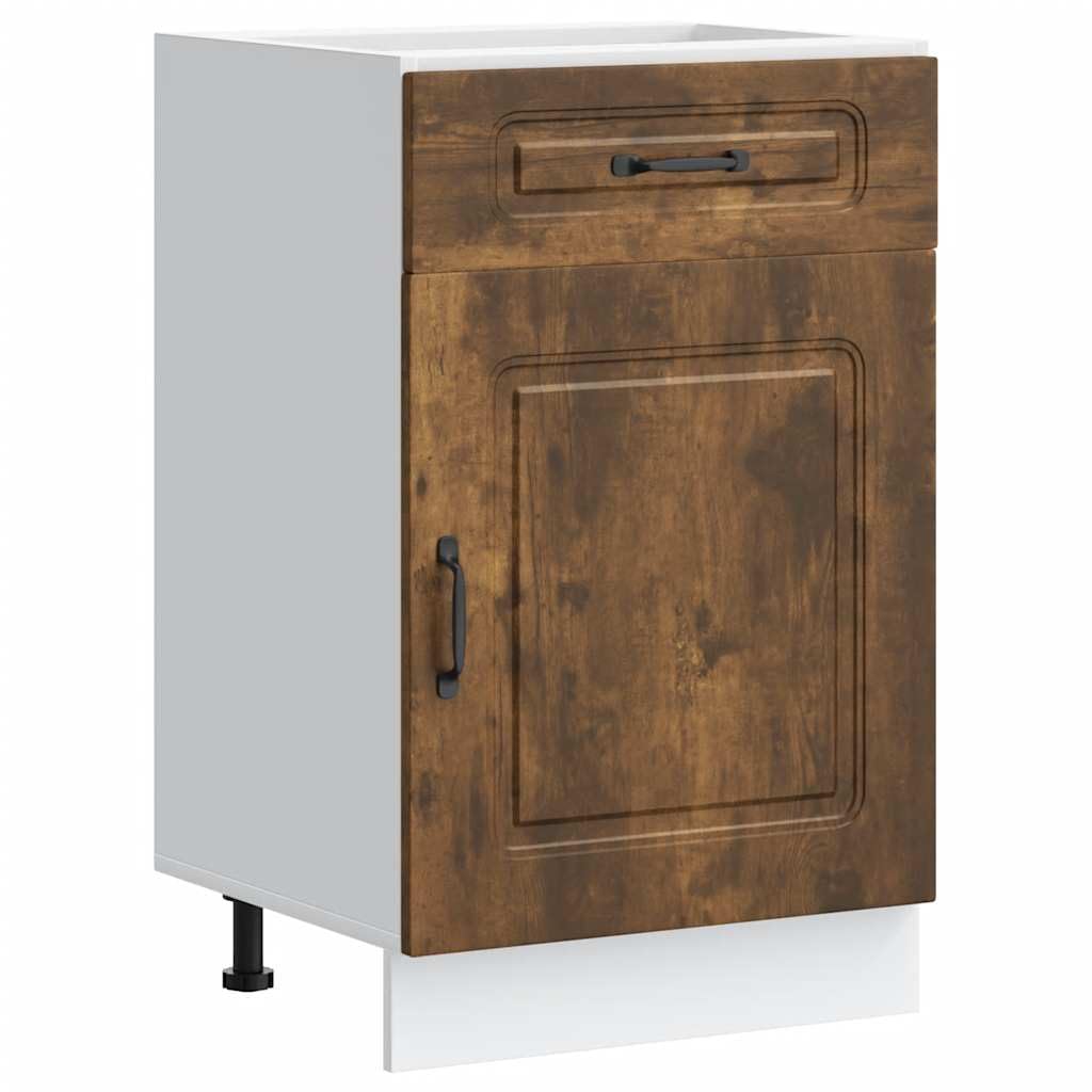 vidaXL Kitchen Base Cabinet Kalmar Smoked Oak Engineered Wood, sink base cabinet, base kitchen cabinet with drawer, sink base unit