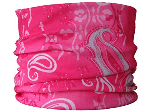 Braga para el cuello, pañuelo de microfibra multifunción, diseño color de rosa cachemir paisley